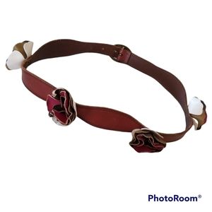 Lucky Penny 3D Flower Buds Leather Belt Women's Medium